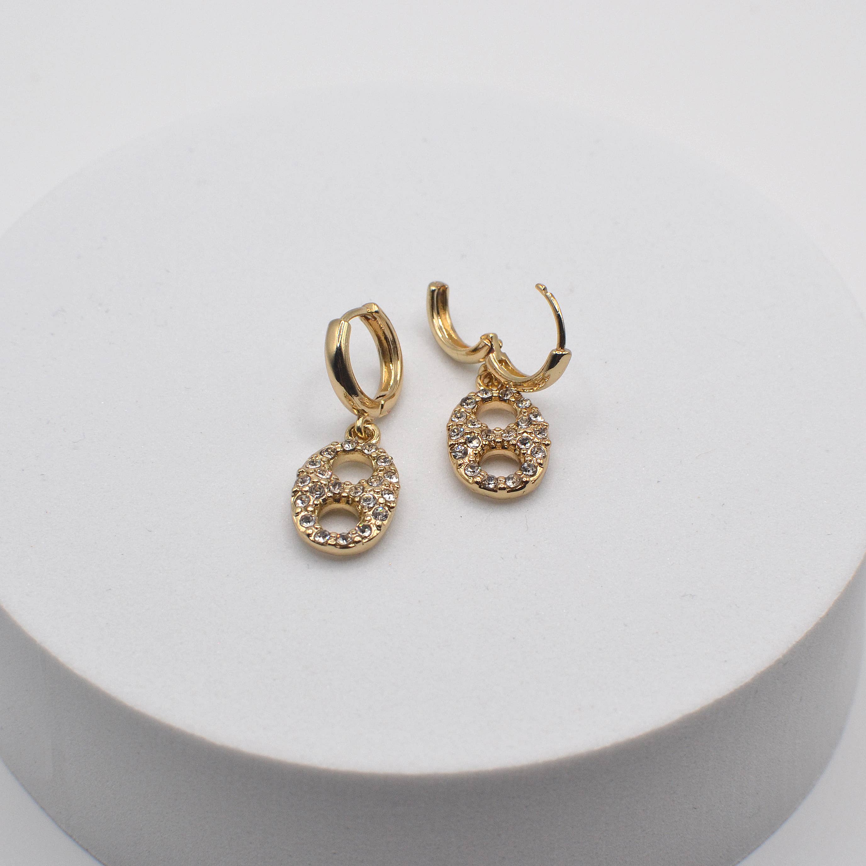 StarryNYC - Wholesale Huggie Earrings - Pig Nose Stone Huggie Earrings7