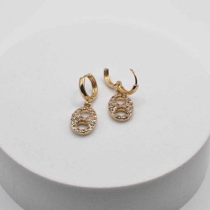 StarryNYC - Wholesale Huggie Earrings - Pig Nose Stone Huggie Earrings7