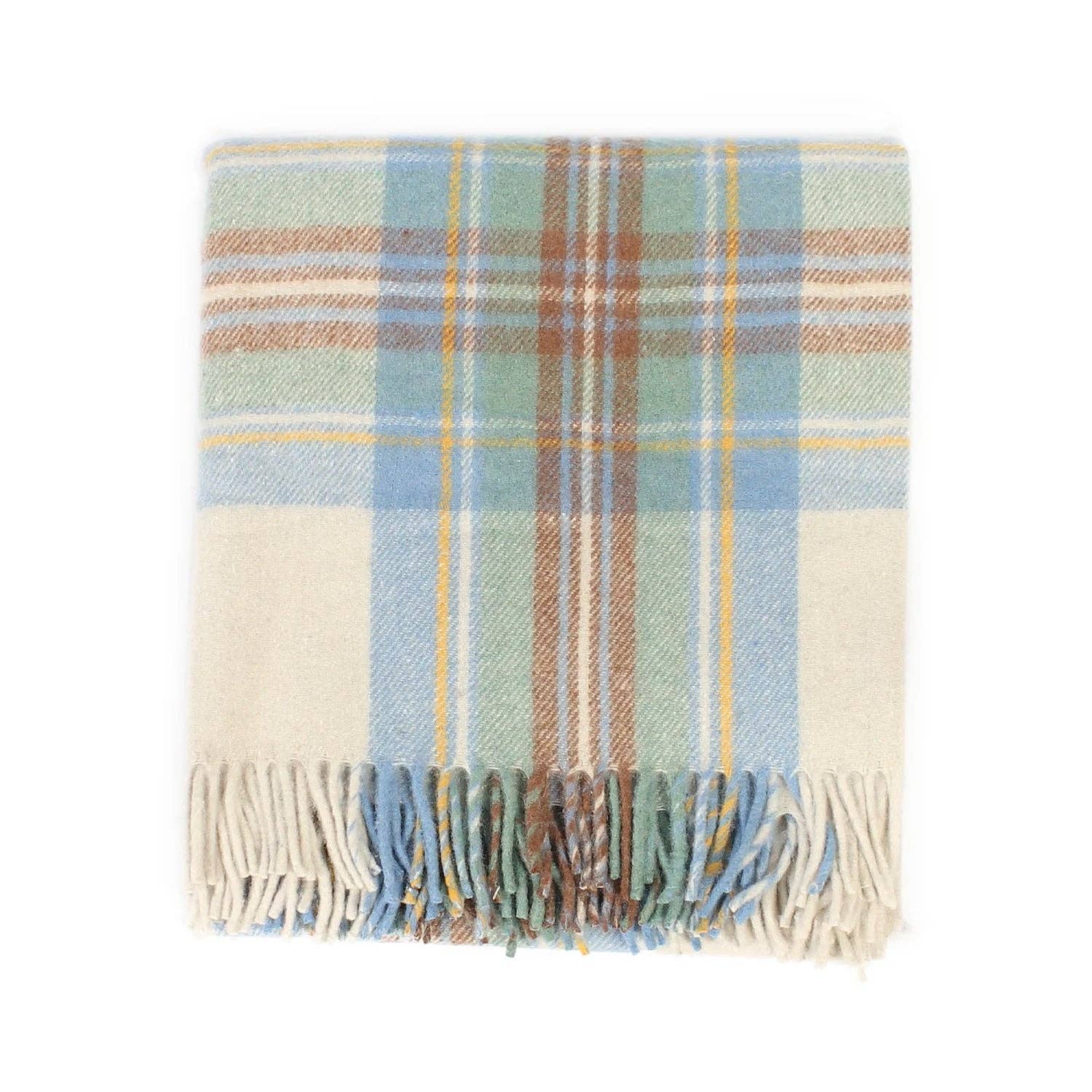 MANAV – wholesale Throw blanket – Welsh Woollens Recycled Wool Tartan Blanket Throw - Stewart Muted Blue0