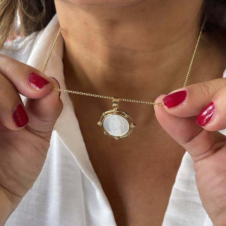 Milie - Wholesale Pendant/Charm Necklace - 18k GF Virgin Mary Guadalupe Medallion Necklace3