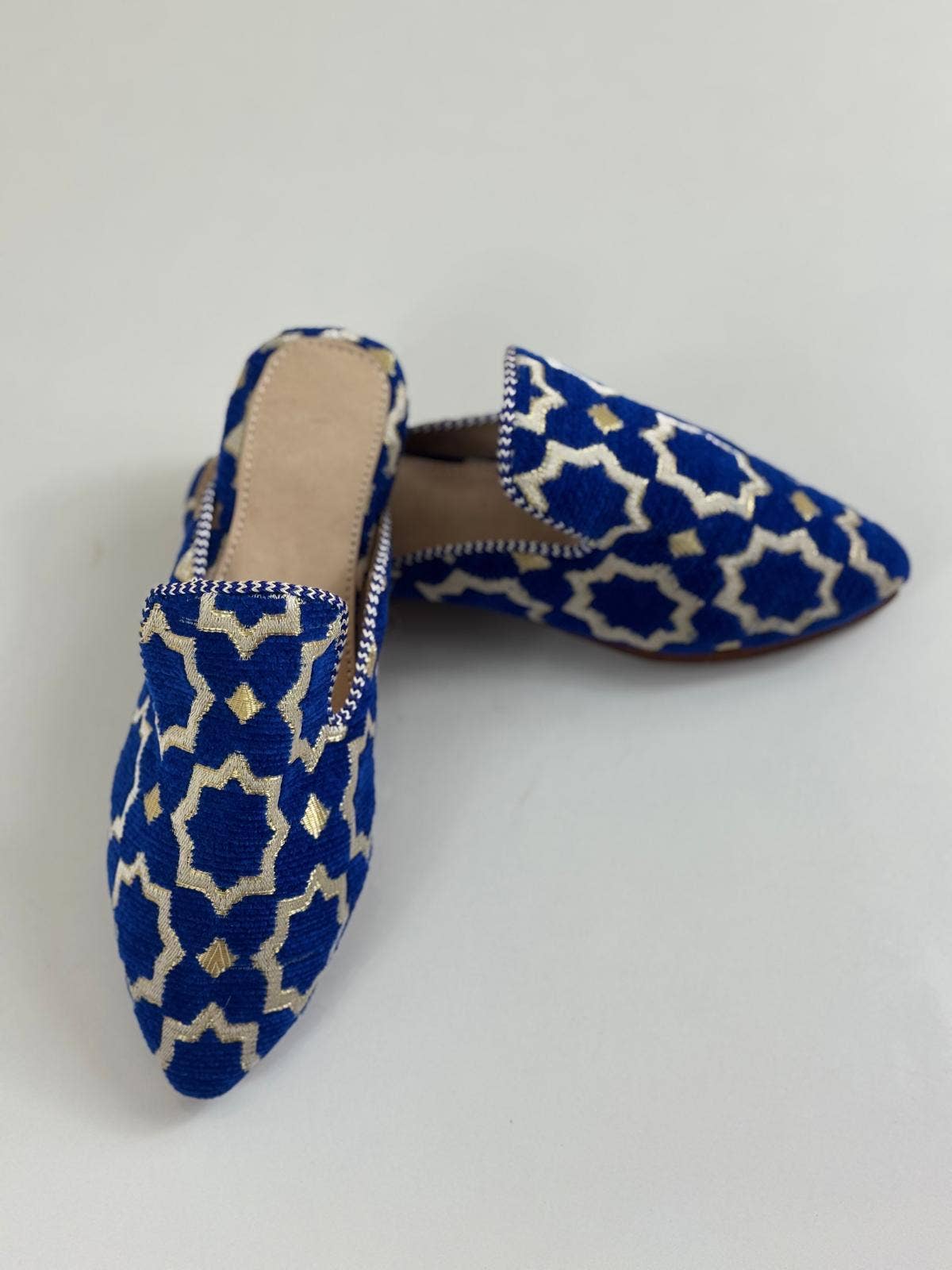 Melecraft – wholesale Mules – Women’s – Wholesale Moroccan Slippers - Handmade Blue Boho Mules8