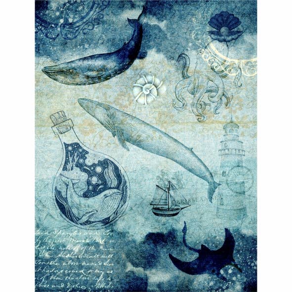 Underwater v1 Decoupage Rice Paper - A4 - 6pc - for Crafts for wholesale by Craft Kreatively
