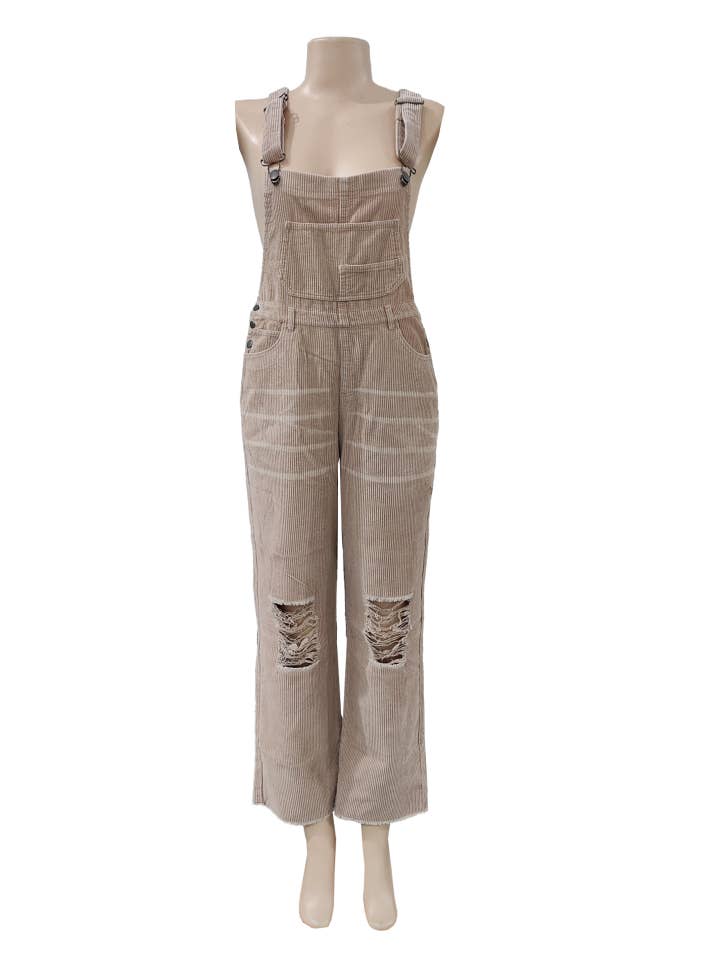 HIDDENBRAND - Wholesale Overalls - Women's - vintage distressed washed Corduroy overalls