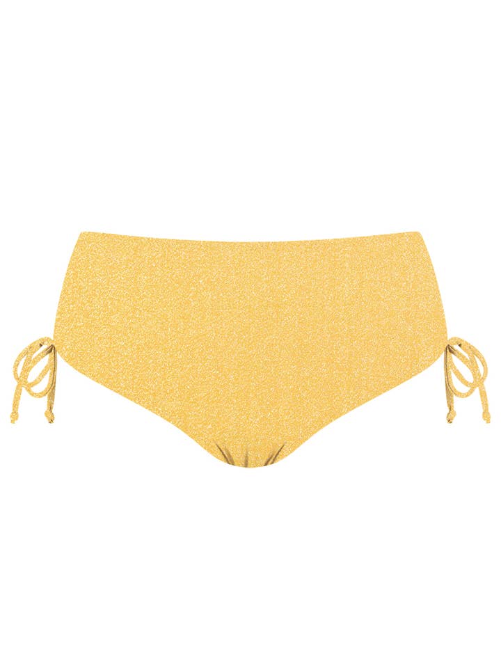High-rise bikini bottom-Chrys Yellow Lurex for wholesale by Chlamys Varia by MrMiss Studio