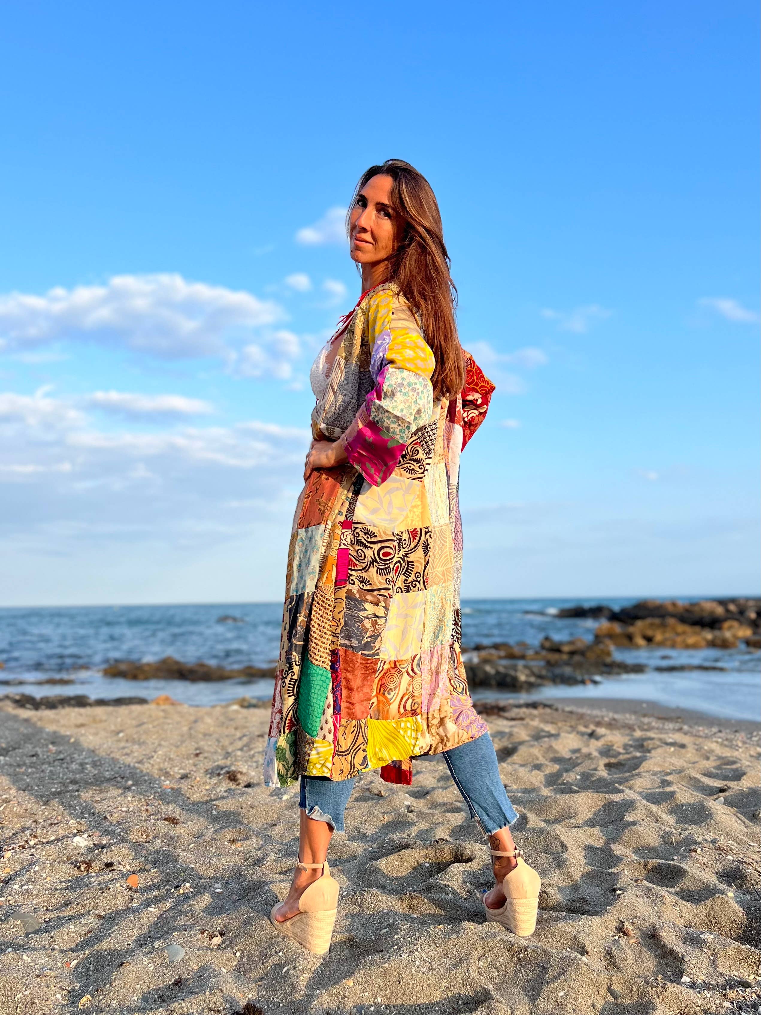 Kinomy - Vente Kimono – femme - Lot de 10 kimonos réversibles en soie avec patchwork pour femme4