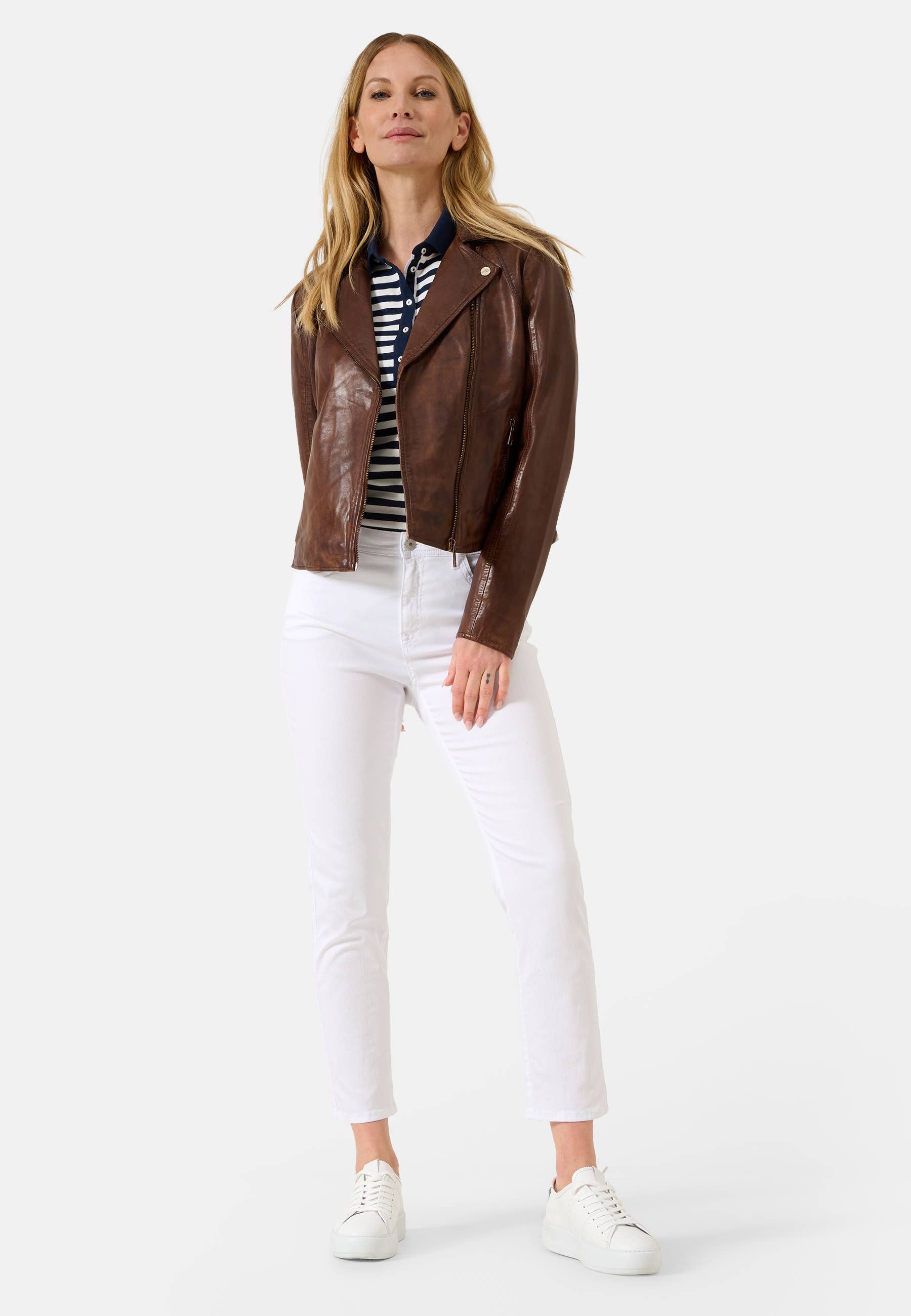 Ricano - Venta al por mayor Chaqueta de cuero - Mujer - Chaqueta biker de cuero de cordero para mujer Antonia con cuello de solapa16