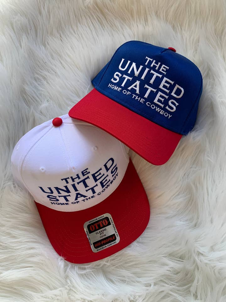 United States Home of the Cowboy Embroidered Hat for wholesale by Cup It Designs