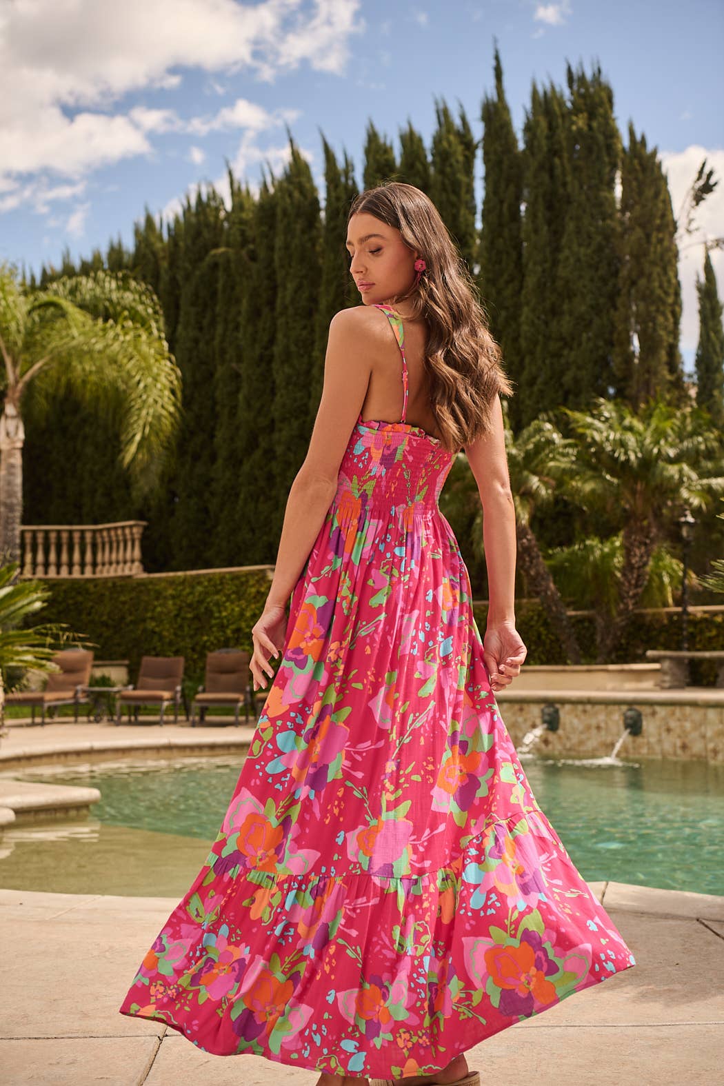 FUCHSIA MULTI Himera Floral Kells Smocked Maxi Dress for wholesale on Faire1