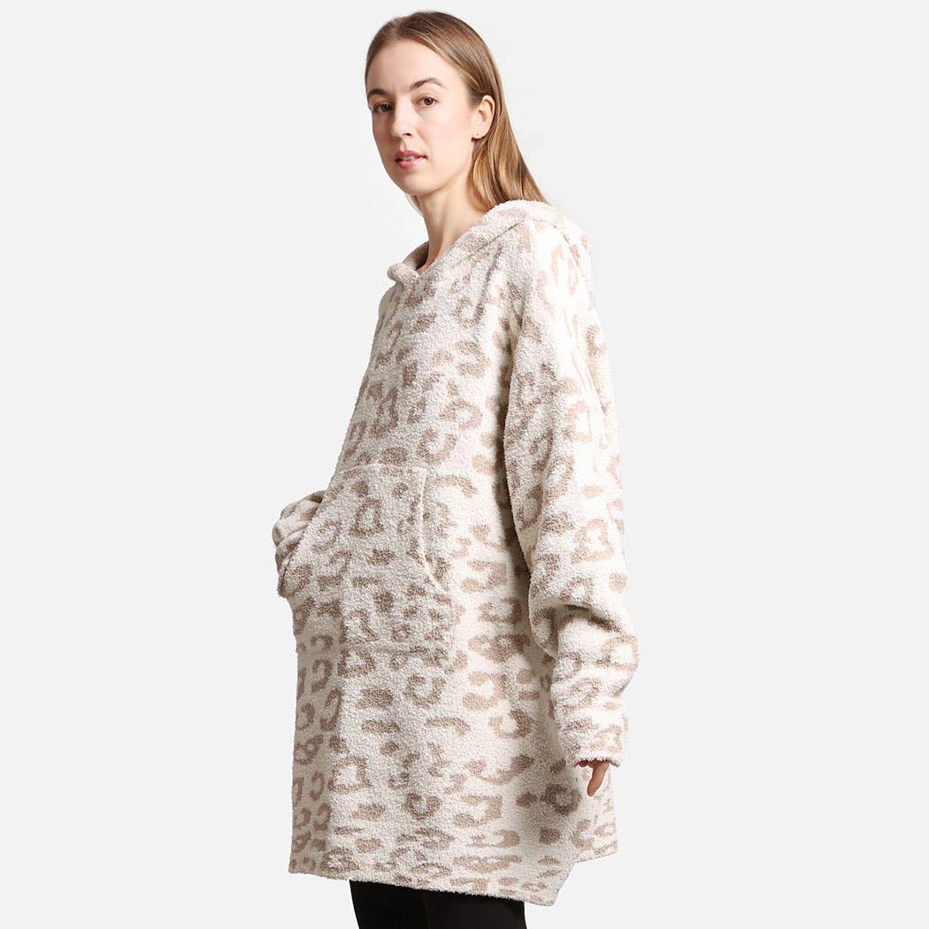 Fashion City - Wholesale Hoodie - Women's - Leopard Print Soft Hooded Snuggie w Pocket7