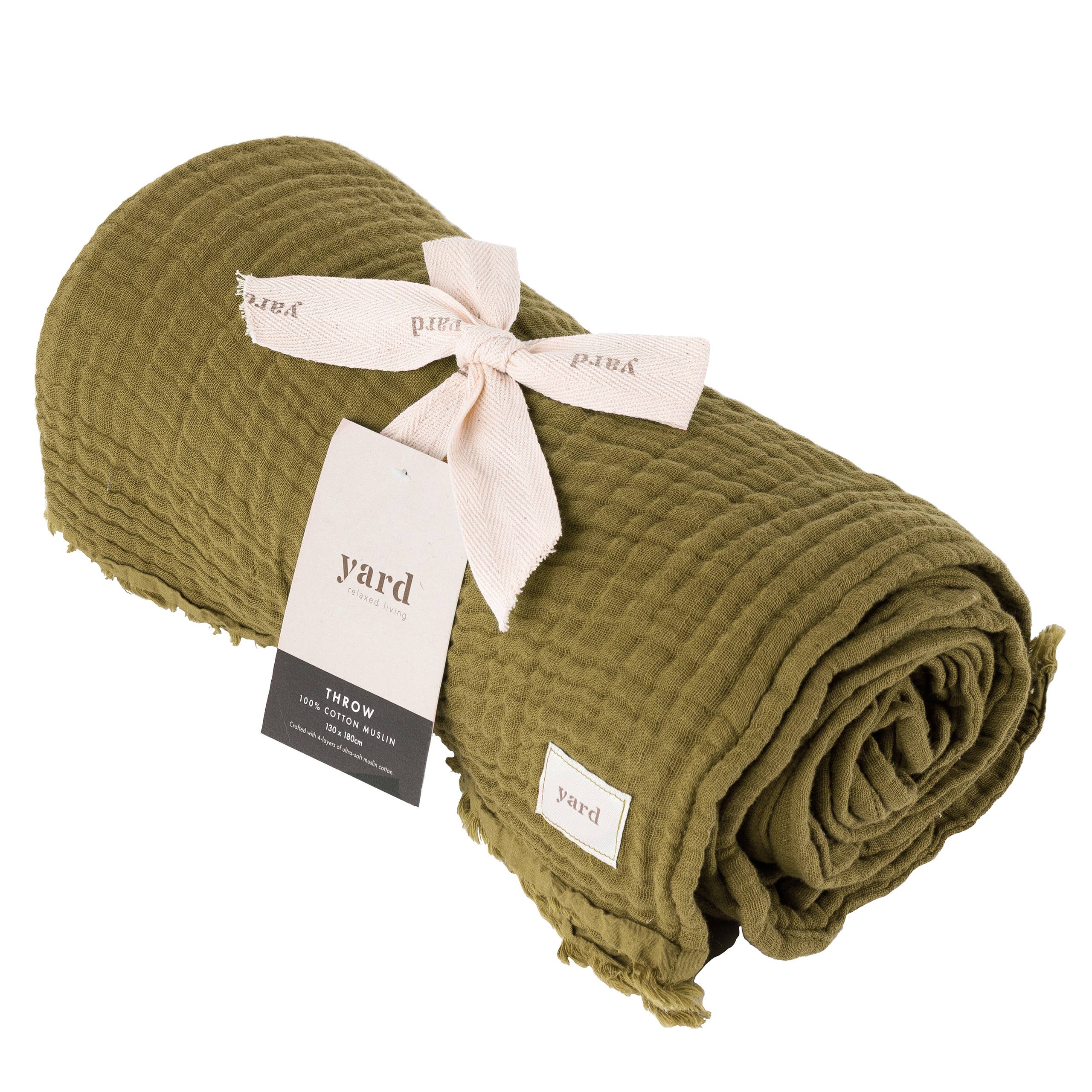 Lark Muslin Cotton Throw Khaki for wholesale on Faire1