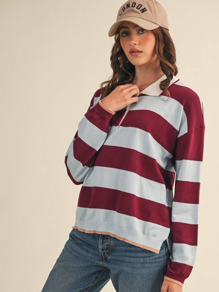 STRIPED RUGBY SWEATER MSW11216 for wholesale by &MERCI