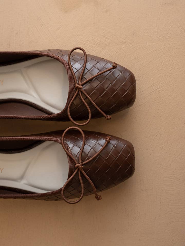 The Logan | Coffee Woven Ballet Flat for wholesale by OASIS SOCIETY