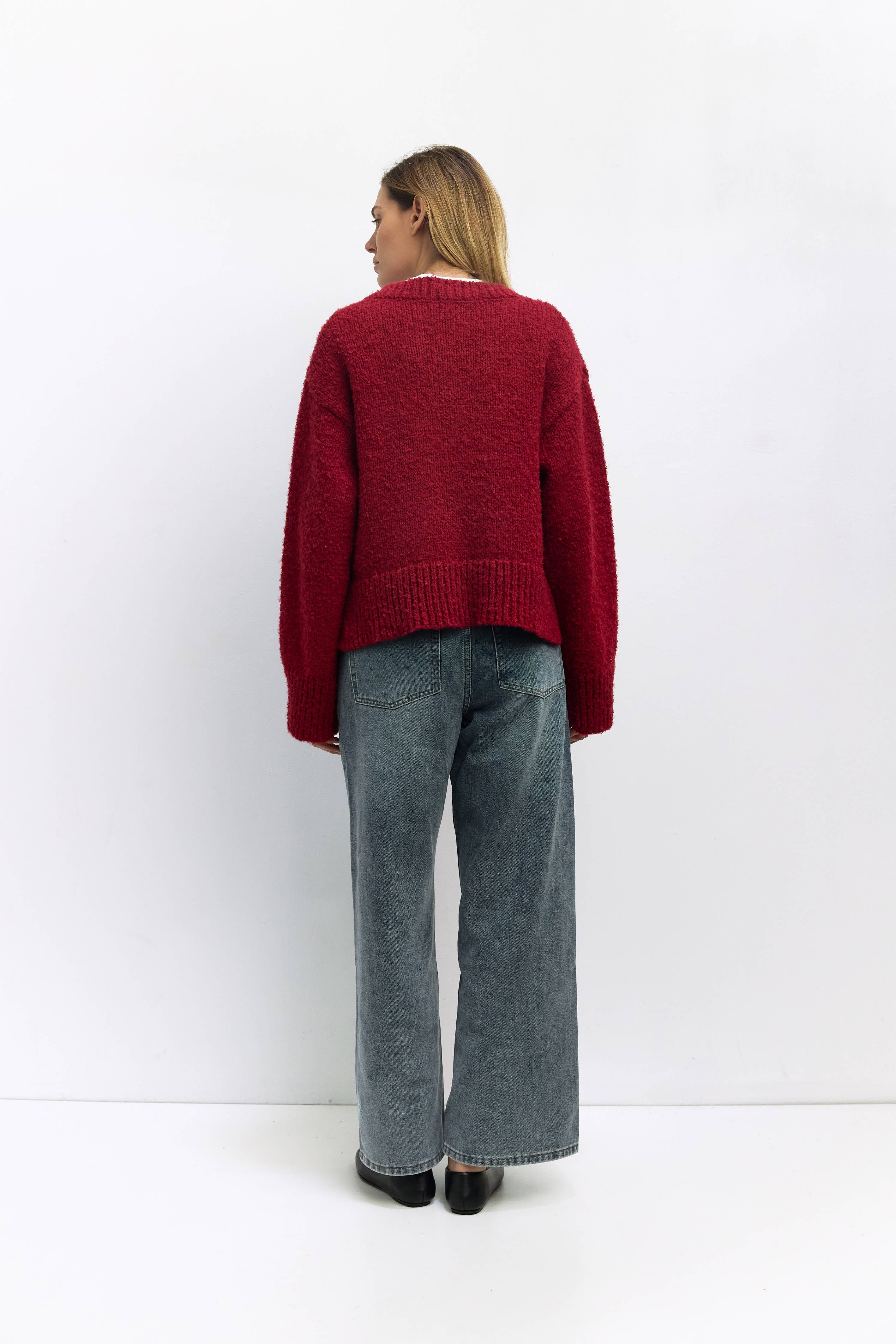 MOD REF - Wholesale Knit Sweater - Women's - The Glen Sweater | Oversized Boucle Knit V-Neck Sweater23