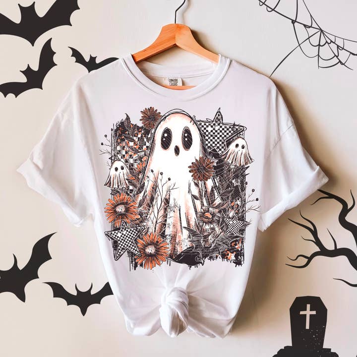 Spooky Ghost | White comfort colors 1717 for wholesale by Penguins and Pineapples