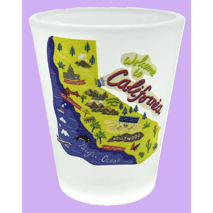 7 Star - Wholesale Shot Glass - California Map Frosted State Shot Glass 2 oz