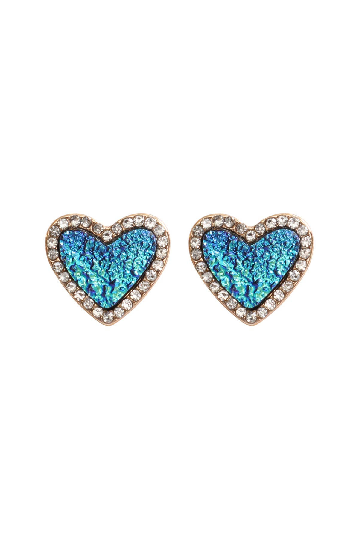 MYS Wholesale Inc - Wholesale Stud/Post Earrings - Valentine Heart Druzy With Rhinestone Post Earrings18
