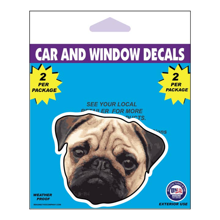 Lot de 2 autocollants visage de carlin pour la vente par Imagine This Company