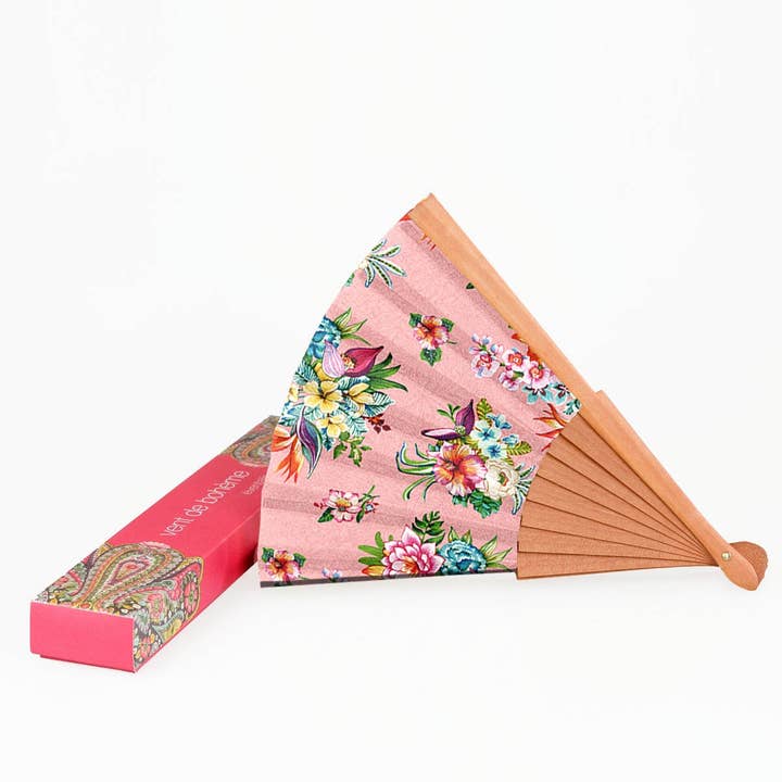 Vent de Bohème - Wholesale Handheld Folding Fan - TAÏNA wooden and cotton canvas fan