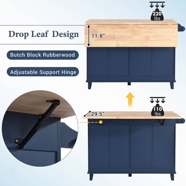 Blue Farmhouse Kitchen Island Set for wholesale on Faire3