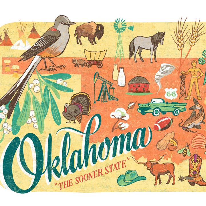 Oklahoma Print for wholesale by Anagram Press