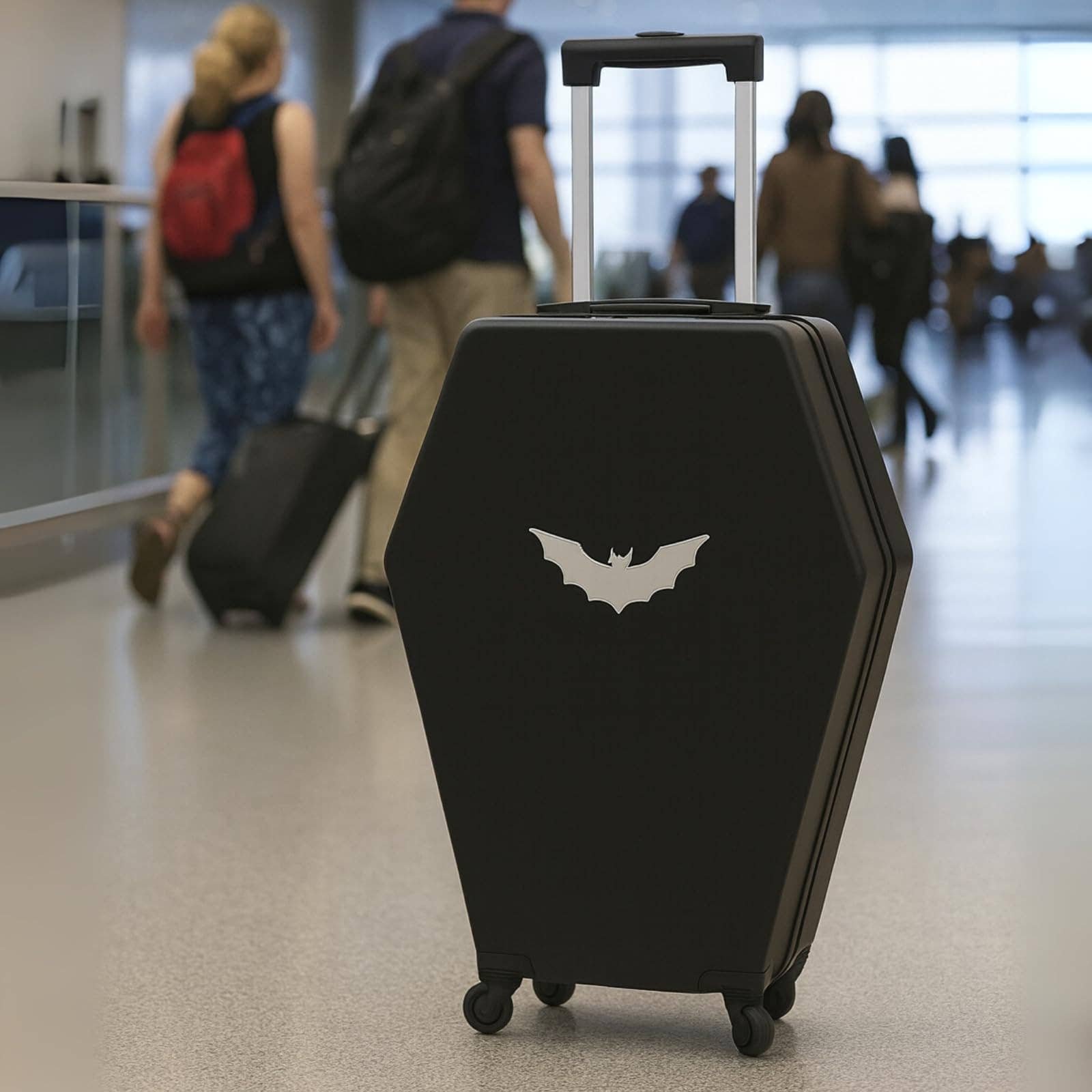 The Wine Savant /  Khen Glassware - Wholesale Luggage - Coffin Suitcase 26.5 Inch Gothic Luggage Black Hard Shell4