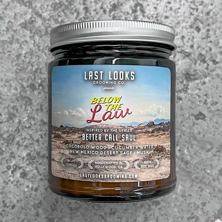 Below The Law (Inspired by Better Call Saul) Soy Candle for wholesale by Last Looks Grooming