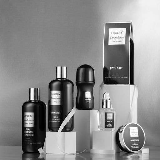 Lovery - Wholesale Bath & Body Set - Men's - Luxury Beard Grooming Kit for Men, Sandalwood Bath Gift Set