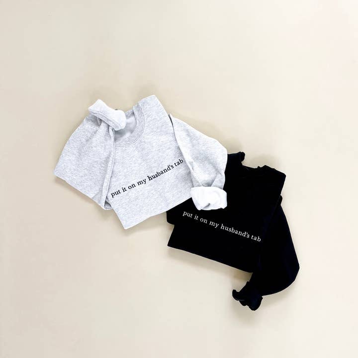 Merce and Company - Wholesale Sweatshirt - Women's - Put It On My Husband's Tab Embroidered Sweatshirt1