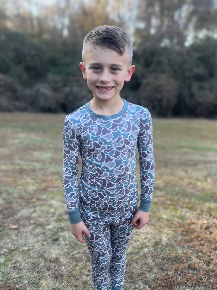 Conjunto de pijama infantil de camuflaje de pantano para venta al por mayor de Foster & Co.