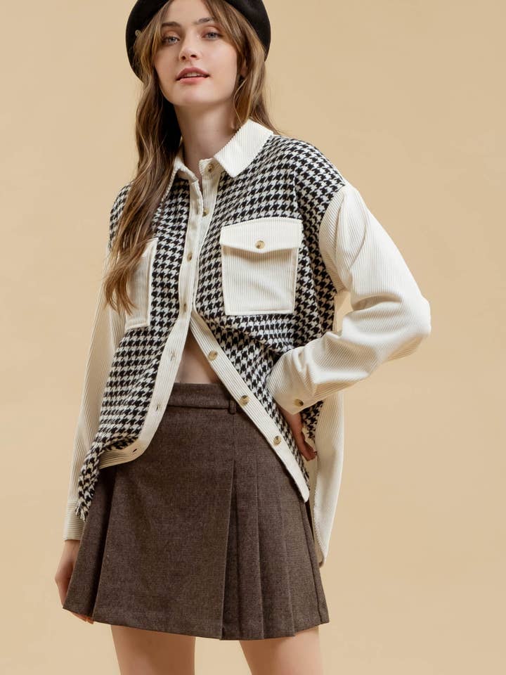 Blu Pepper – wholesale Jacket – Women's – COLORBLOCK HOUNDSTOOTH SHACKET5