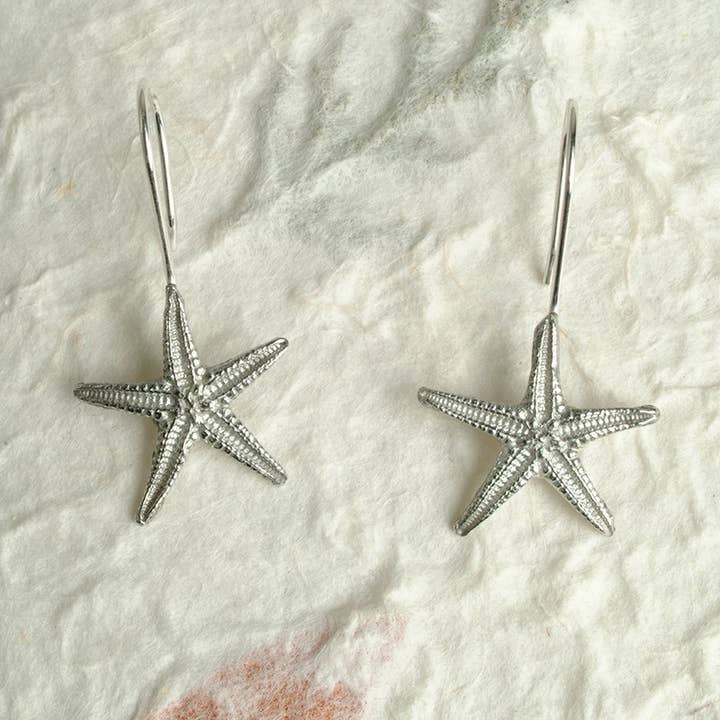 Glover & Smith - Wholesale Dangle Earrings - Starfish Drop Earrings, English Pewter Jewellery