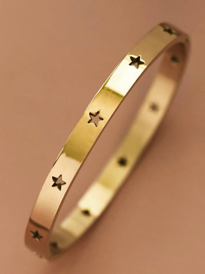 Brazalete de Acero Inoxidable Chapado en Oro de 18K Resistente al Agua - 7038 para venta al por mayor de Mia Accessories