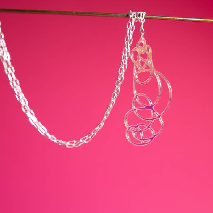 Iridescent Clear Pendant Necklace - Scratched Out for wholesale by Darling Marcelle