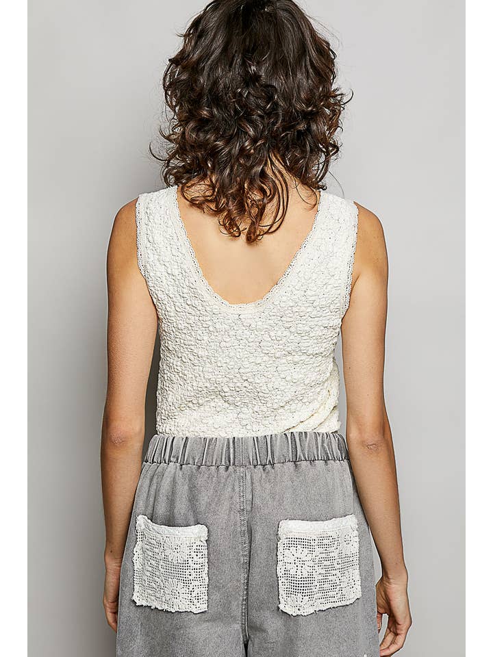 Pol Clothing - Vente Haut en maille – femme - Haut en maille sans manches à encolure en V avec bordure en dentelle8