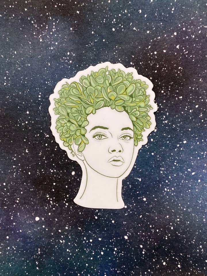 Vinyl Mærkat - Plante Dame - Jade for engroshandel hos The Red Swan Shop