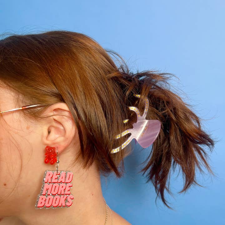 NatterDoodle – Großhandel Ohrhänger – Mehr Bücher lesen Glitzer-Ohrringe, leichte Acryl-Dangle9