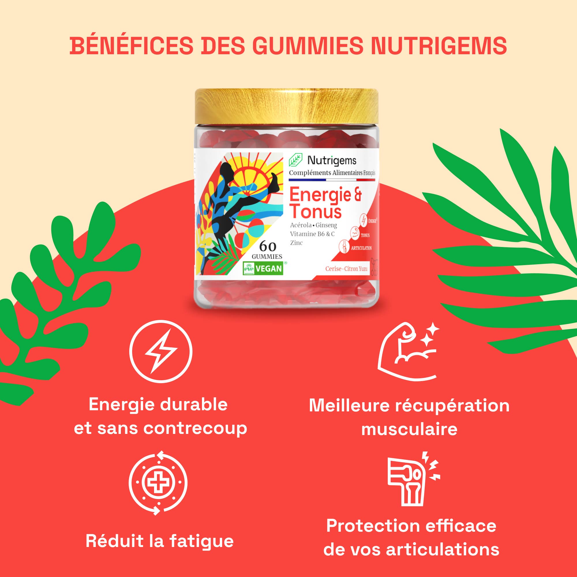 Nutrigems – Engroshandel Kosttilskud og vitaminer – Nutrigems Energy & Tonus Gummies til energi, toning og ledbeskyttelse1
