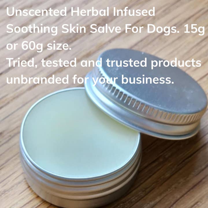 Unlabelled Unscented Soothing Skin Salve Dogs DIY labels UK for wholesale by The Dog and I
