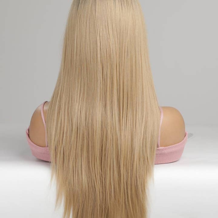 Blonde 13*2" Lace Front Wigs Synthetic Long Straight 24'' 150% Density for wholesale on Faire4