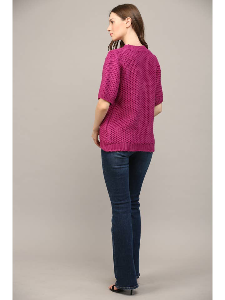 FATE - Vendita all'ingrosso Maglione tricot - Donna - MAGLIONE CORTO A PALLONCINO SLV A MAGLIA APERTA FW15348 17