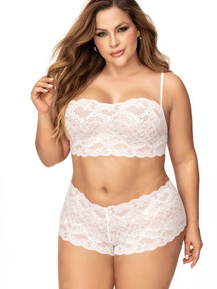 206X - Set mutandina e top in pizzo, colore: avorio per la vendita all'ingrosso da parte di Mapale