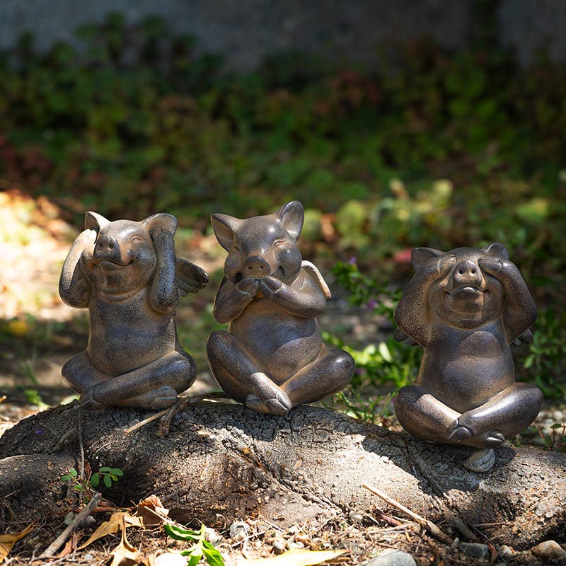 Pacific Trading - Wholesale Decorative Figurine - When Pigs Fly See, Speak, and Hear No Evil Set5
