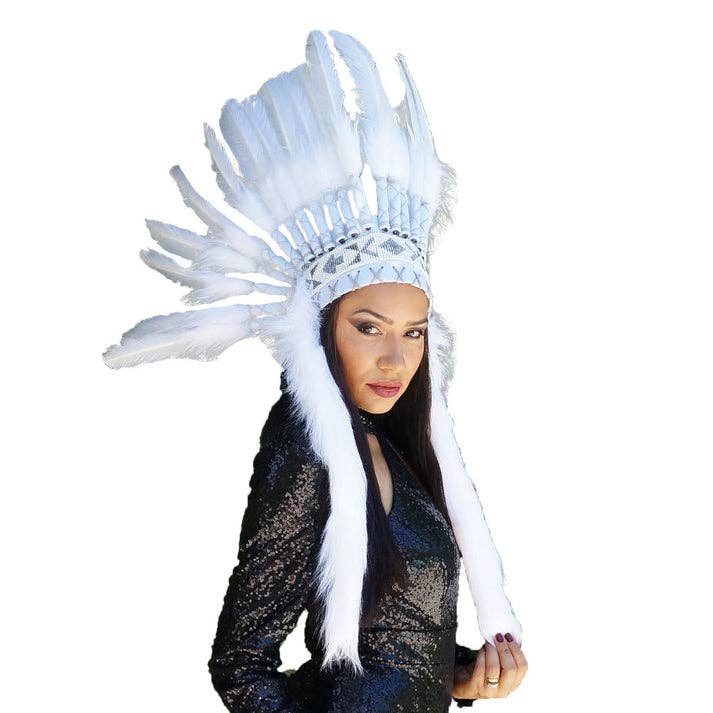 Zucker Feather Products - Venta al por mayor Disfraz - Mujer - Tocado Tribal de Plumas - Blanco0