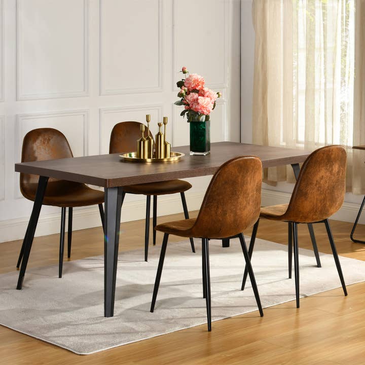 39F Inc. - Vente Salon de terrasse - Ensemble de salle à manger 5 pièces avec table marron de 63" et 4 chaises en suède