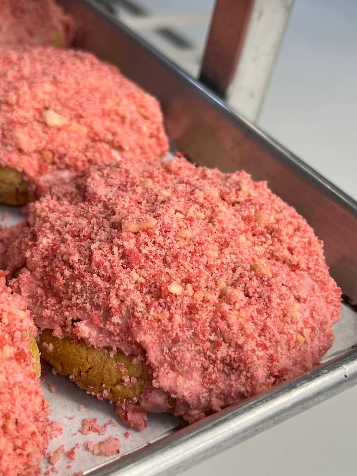 Strawberry Shortcake (ish) for wholesale by big fat cookie, llc