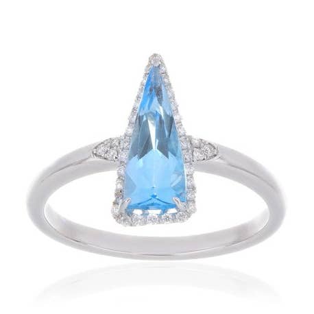 Swiss Blue Topaz With Diamond EF-VS 1.40ctw Ring In 9KT White Gold for wholesale by Jaipur Jewelry