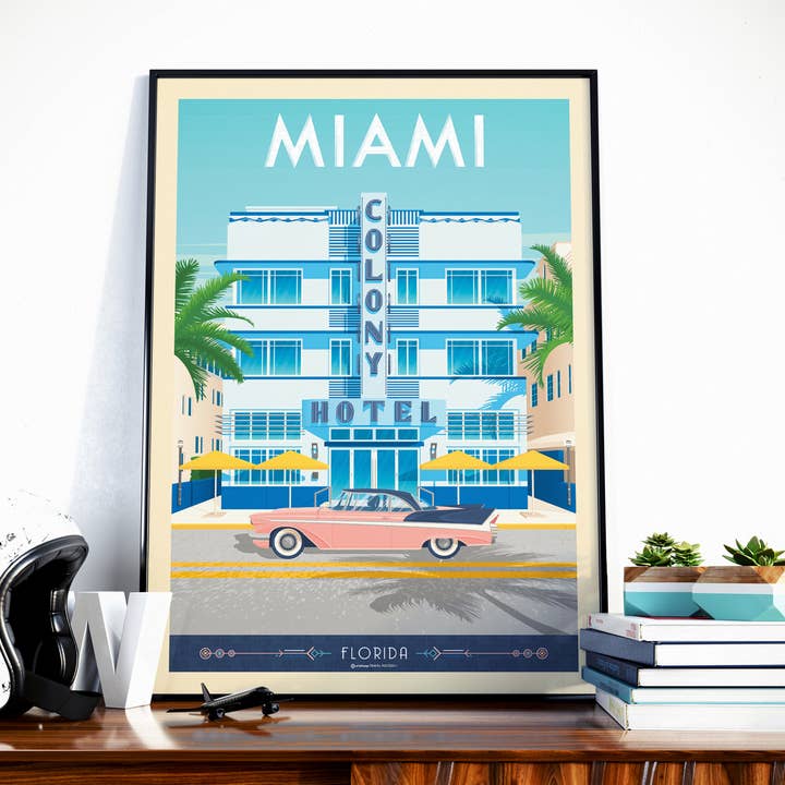 Olahoop Travel Posters - Wholesale Poster - Miami Florida - Colony Hotel - USA Travel Poster