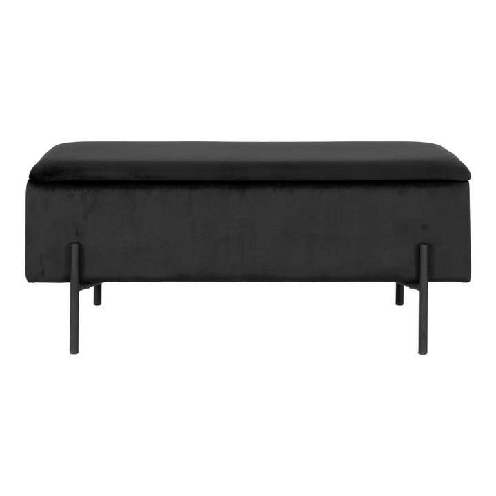 Watford Bench - Bench in black velvet w. storage HN1207 for wholesale by House Nordic