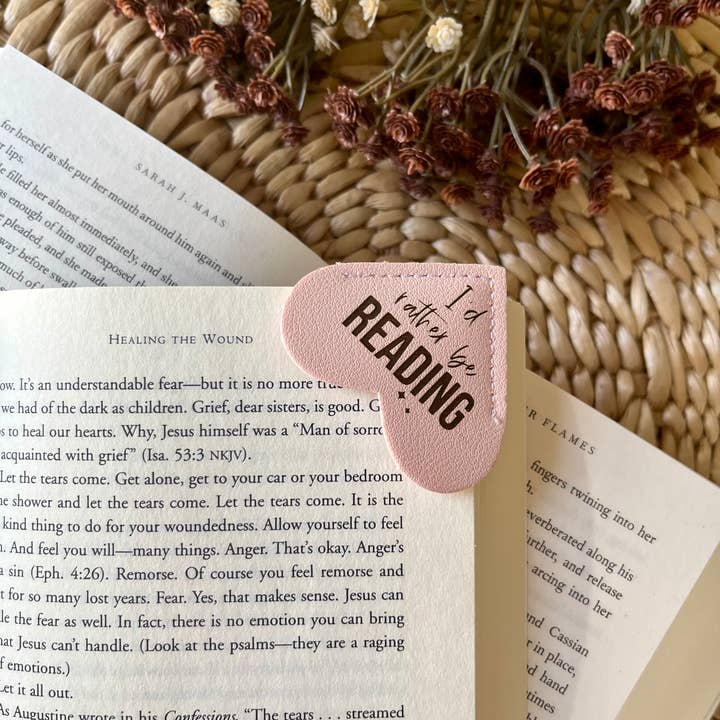 Rustic Raleigh - Wholesale Bookmark - I'd rather be reading Leather Heart Bookmark Ear1