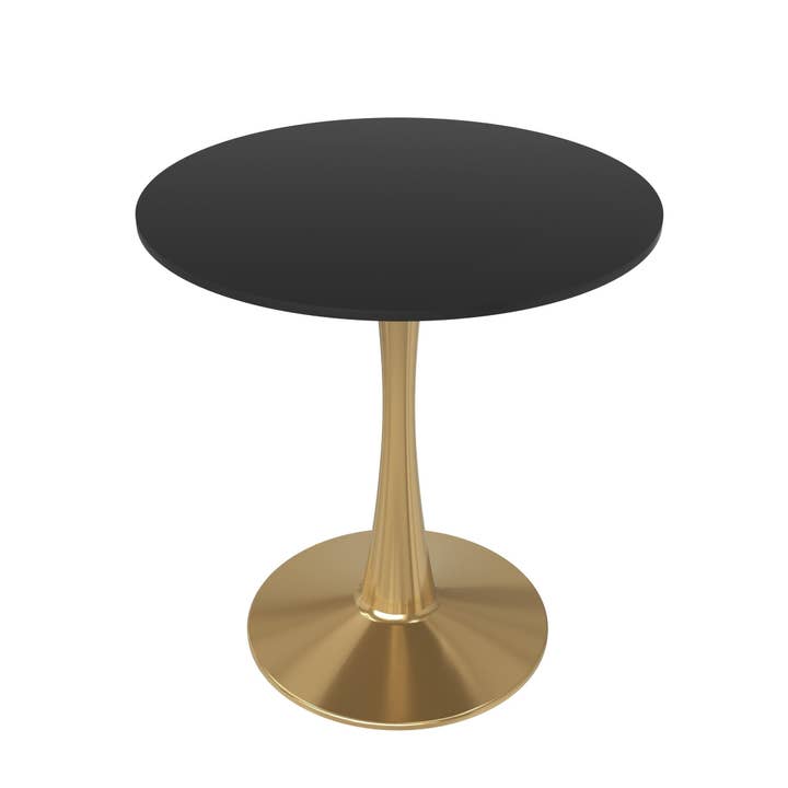 LeisureMod - Wholesale Side Table - Bristol Round Dining Table with MDF Wood Top and Gold Base